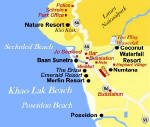 Karte mit allen Hotels vom Khao Lak Beach & Poseidon Beach
