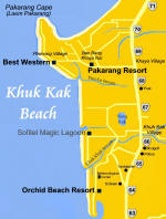 Karte mit allen Hotels vom Khuk Kak Beach & Laem Pakarang (Coral Cape)