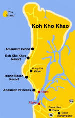 Karte mit allen Hotels von Koh Kho Khao (Kho Khao Island) 